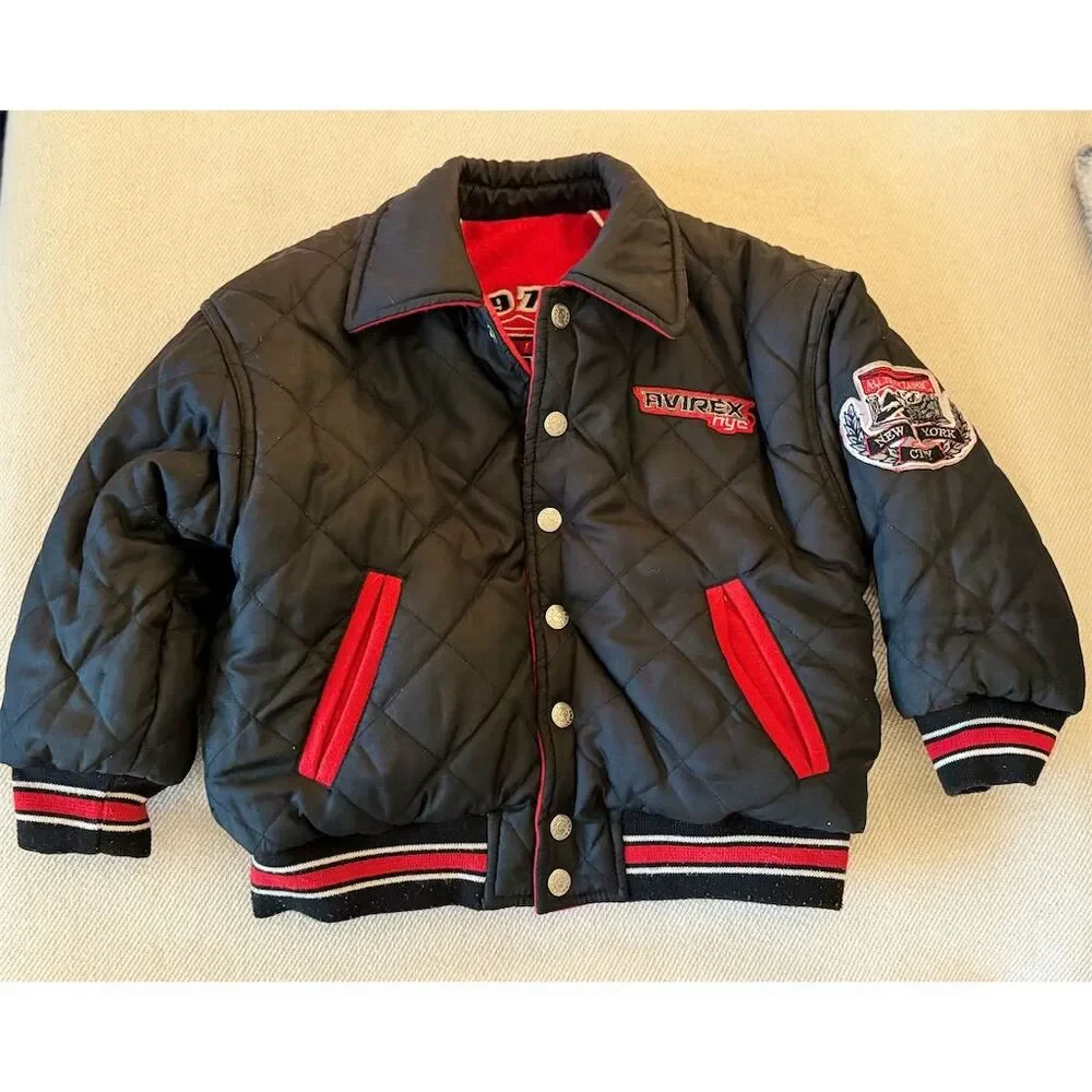 Children’s‎ Avirex Vintage REVERSIBLE Varsity Bomber Jacket Snap Closure Size 4